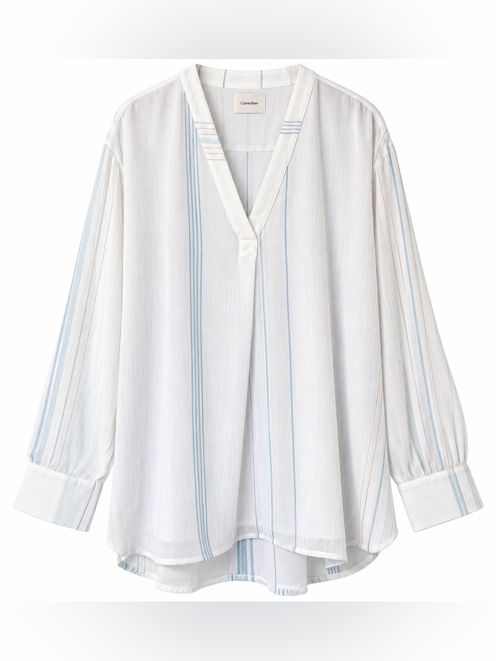 Calvin Klein White Tunic with Light Blue Pinstripes